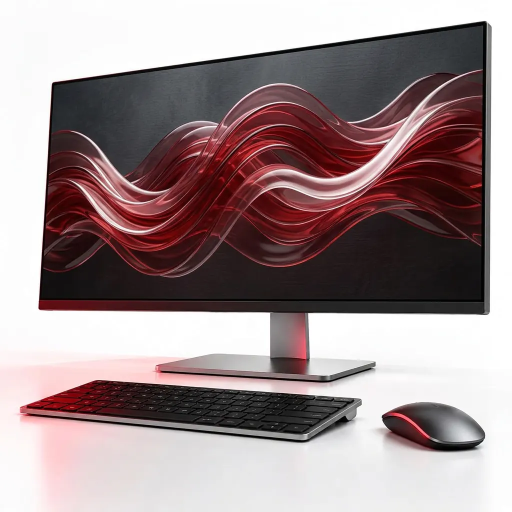 LCD monitor with keyboard and mouse
